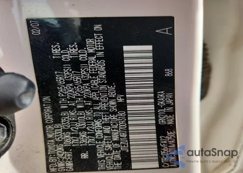 2007 Toyota 4Runner Sr5 z USA, uszkodzony, nr VIN JTEZU14R770093180